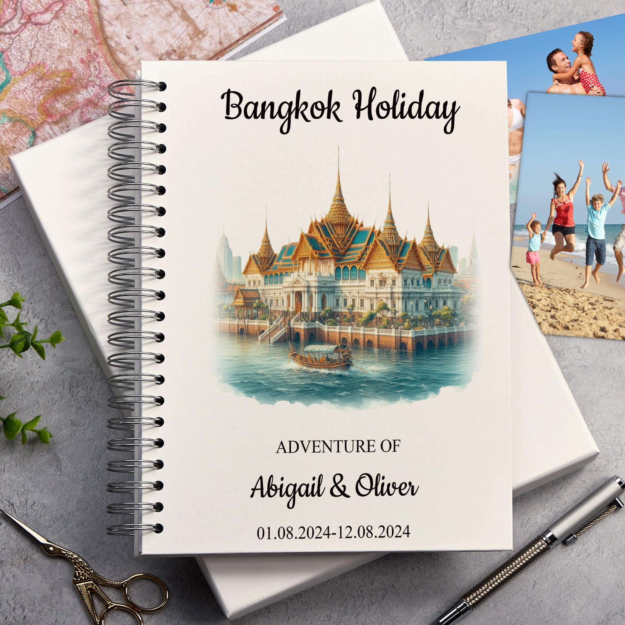 Personalised Bangkok Holiday Memory Scrapbook Journal Photo Albums Adventures Photo Album ukgiftstoreonline Grand-Palace A4 Portrait