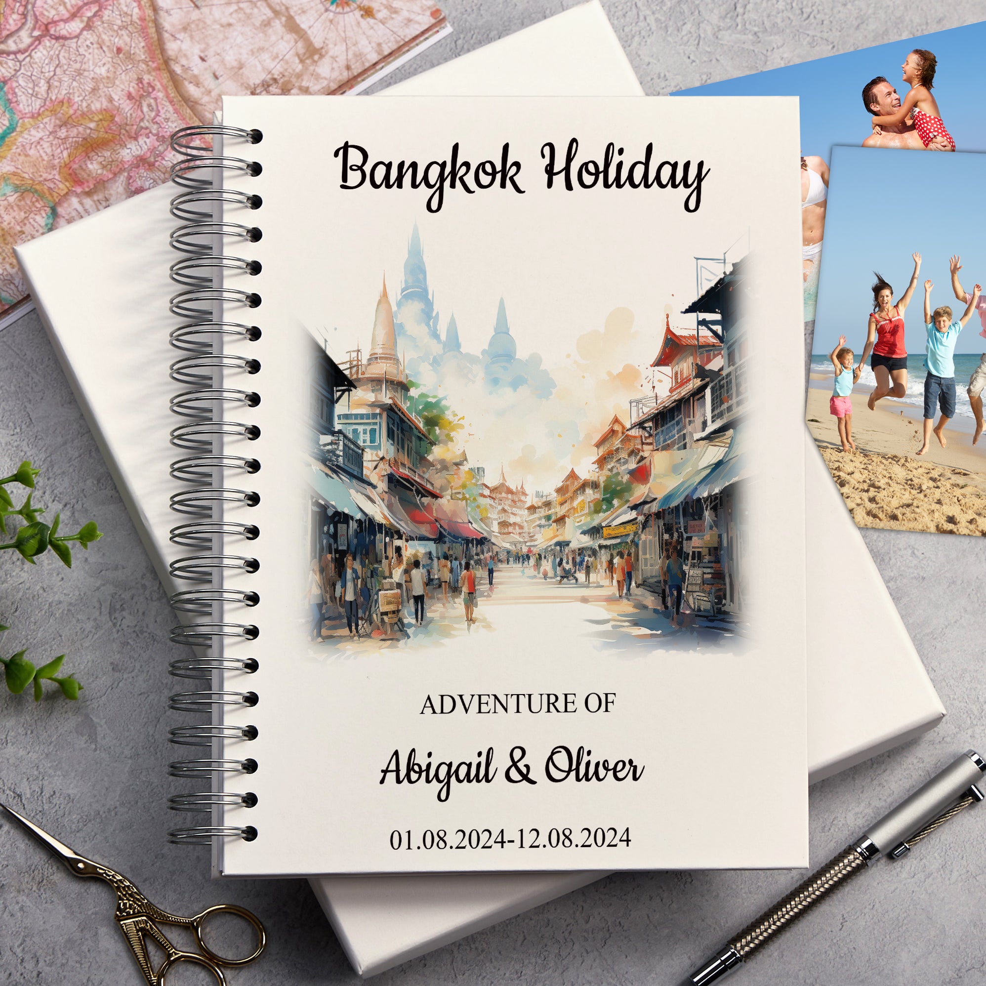 Personalised Bangkok Holiday Memory Scrapbook Journal Photo Albums Adventures Photo Album ukgiftstoreonline Bangkok A4 Portrait
