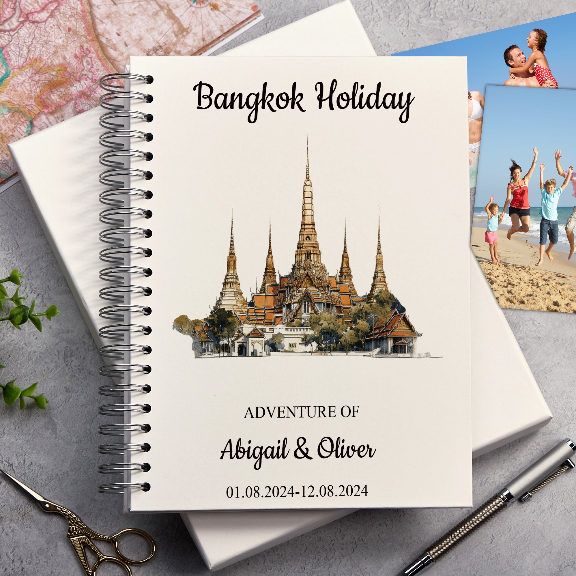 Personalised Bangkok Holiday Memory Scrapbook Journal Photo Albums Adventures Photo Album ukgiftstoreonline Ala Arun A4 Portrait