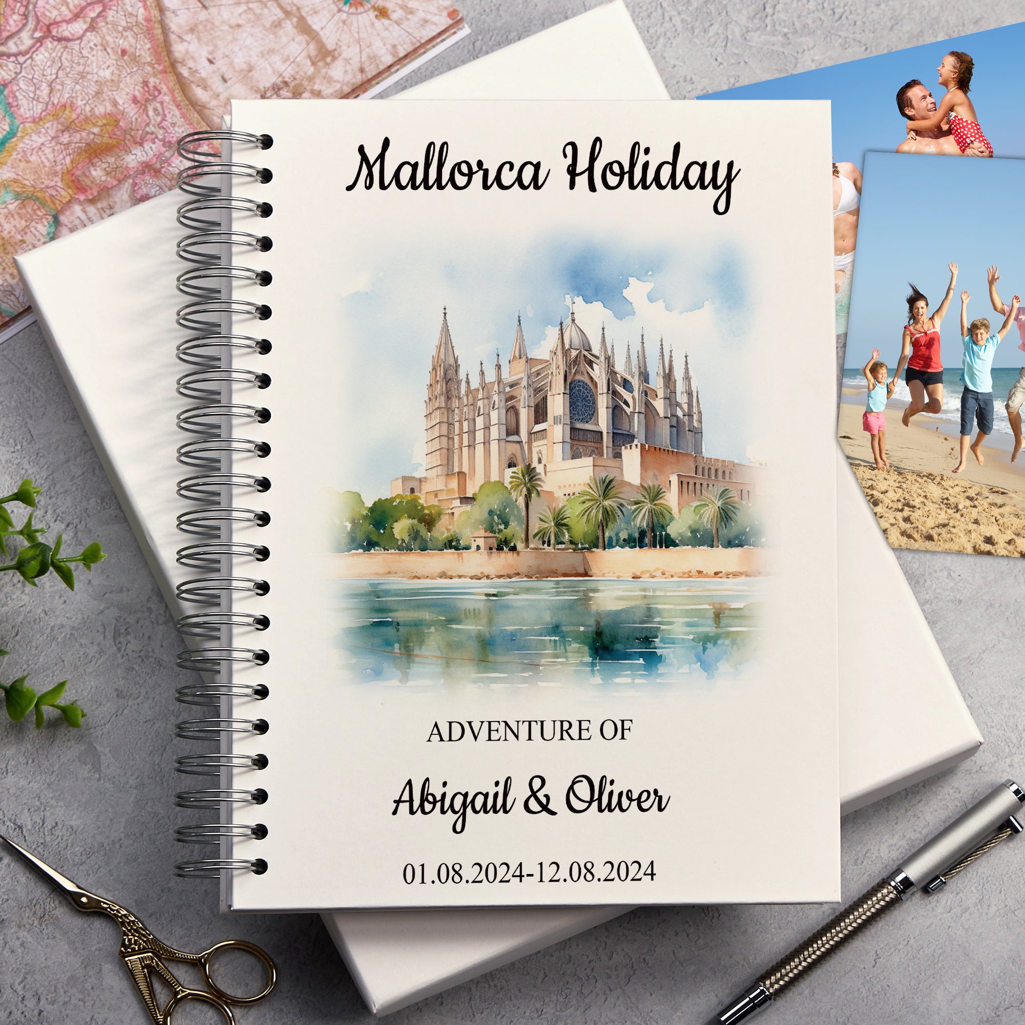 Personalised Majorca/Mallorca Holiday Memory Scrapbook Journal Photo Albums Adventures Photo Album ukgiftstoreonline Catedral - Basilica de Santa Maria A4 Portrait