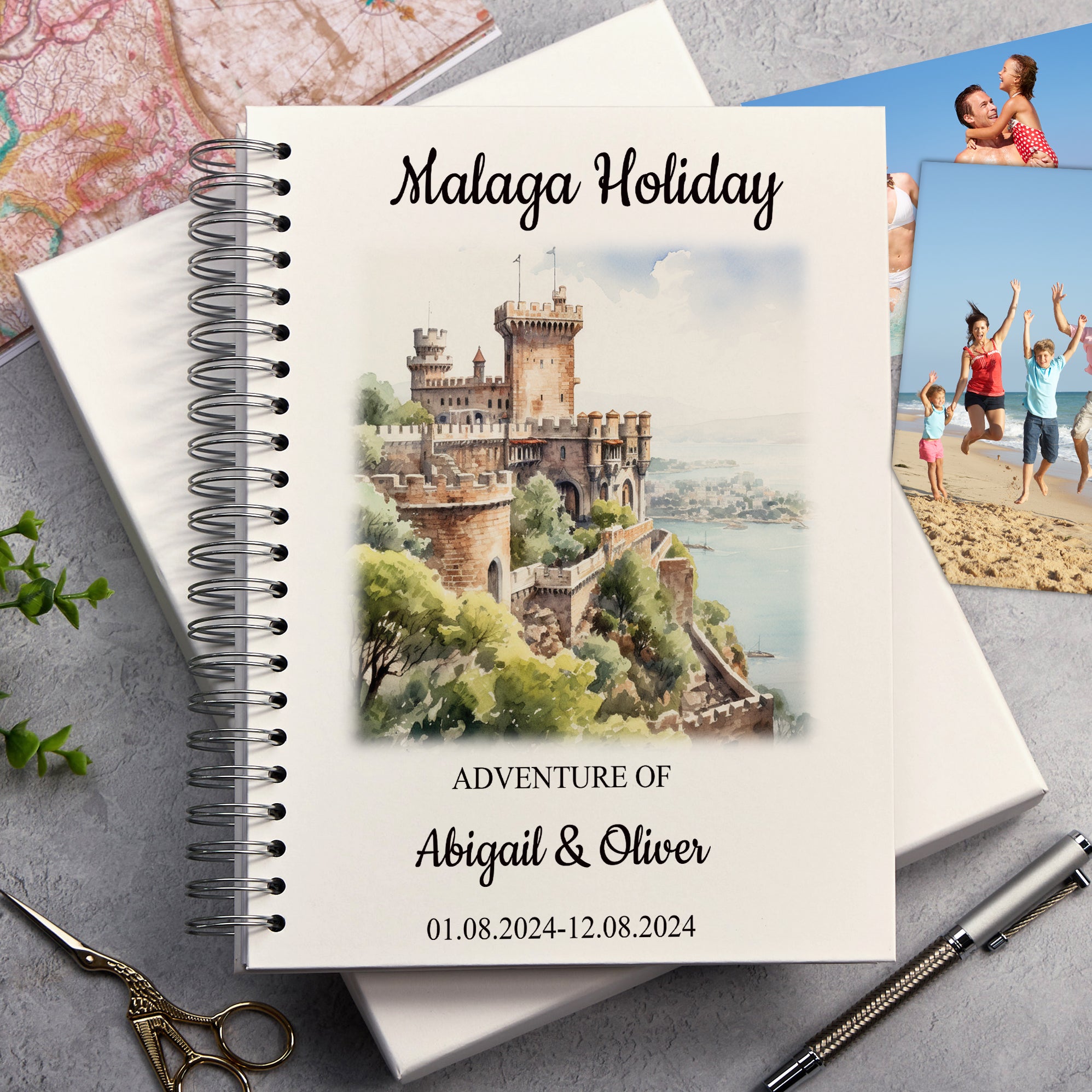 Personalised Malaga Holiday Memory Scrapbook Journal Photo Albums Adventures Photo Album ukgiftstoreonline Castillo de Gibralfaro A4 Portrait