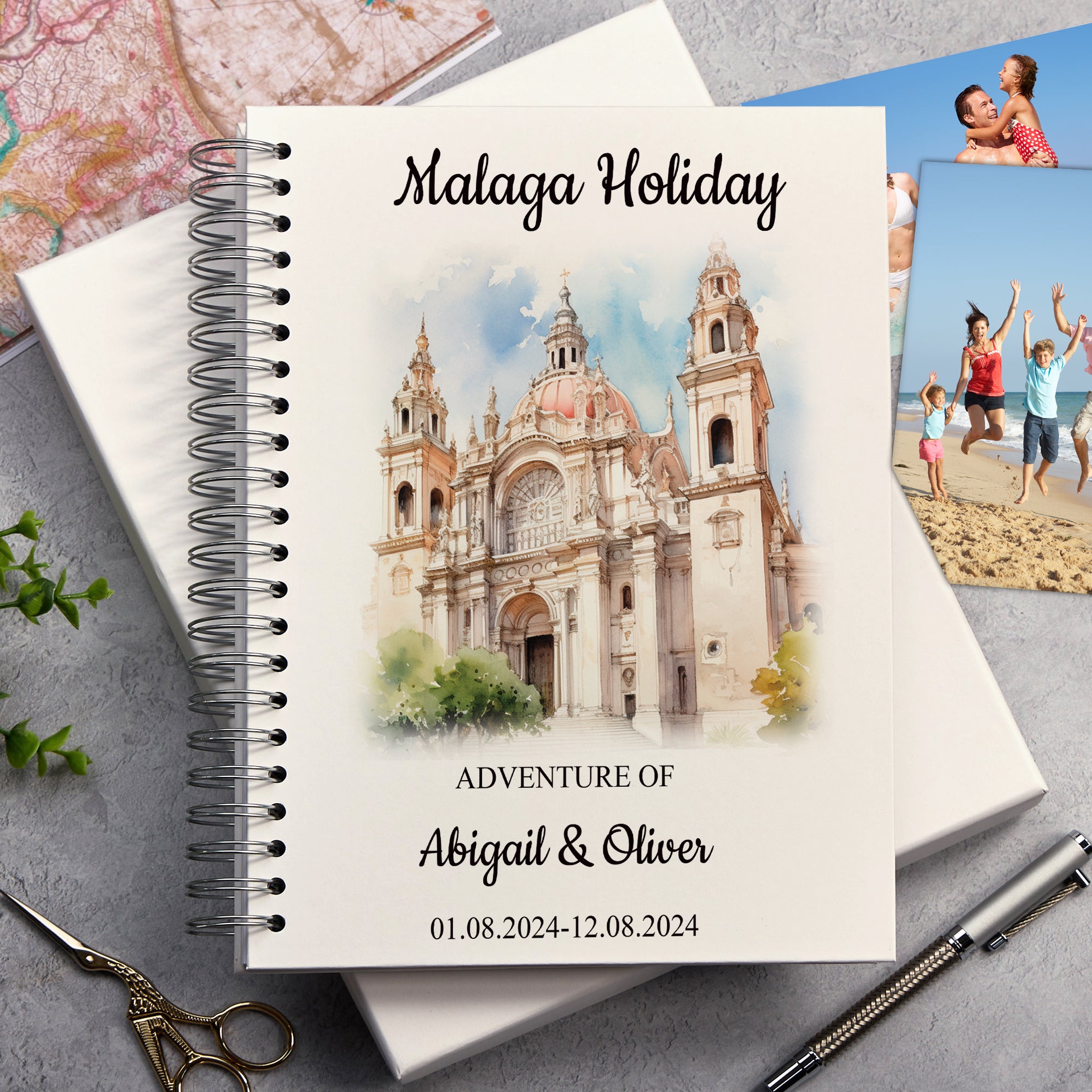 Personalised Malaga Holiday Memory Scrapbook Journal Photo Albums Adventures Photo Album ukgiftstoreonline Santa Iglesia Catedral Basílica A4 Portrait