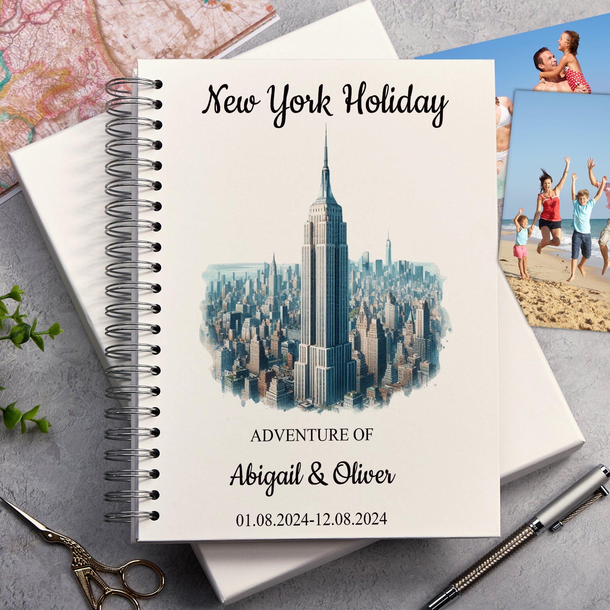 Personalised New York Holiday Memory Scrapbook Journal Photo Albums Adventures Photo Album ukgiftstoreonline Empire State Building A4 Portrait
