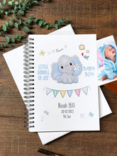 Large A4 Baby Boy Memories Photo Album Scrapbook With Birth Details and Blue Elephant