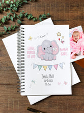 Large A4 Baby Girl Memories Photo Album Scrapbook With Birth Details and Pink Elephant