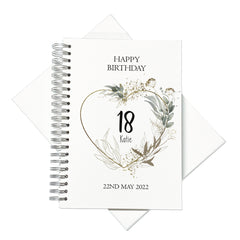 Large A4 Birthday Album Scrapbook Guest Book Boxed Silver Green Leaf Heart Any Age 18th 21st 30th 40th 50th 60th 70th