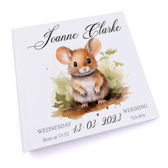 Personalised Baby Photo Album Gift With Woodland Mouse