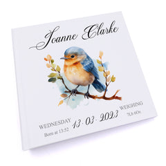 Personalised Baby Photo Album Gift With Woodland Robin