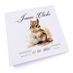 Personalised Baby Photo Album Gift With Woodland Squirrel