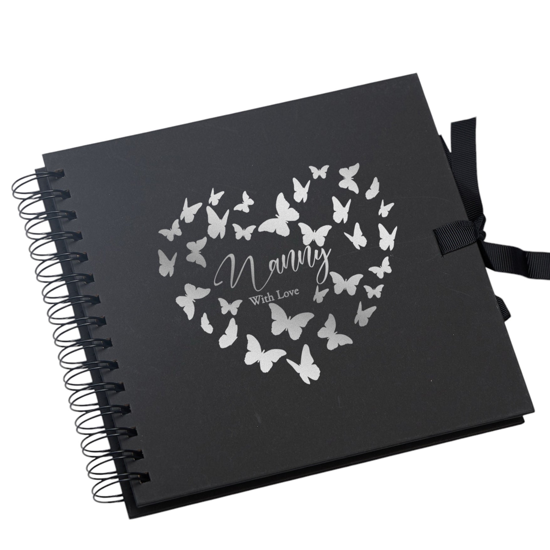 Nanny Black Scrapbook Guest Book Or Photo Album with Silver Script Nanny Photo Album ukgiftstoreonline