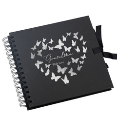 Grandma Black Scrapbook Guest Book Or Photo Album with Silver Script