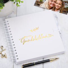 Precious Grandchildren Multiple Colour Scrapbook Photo Album With Foil Script Leaf Design