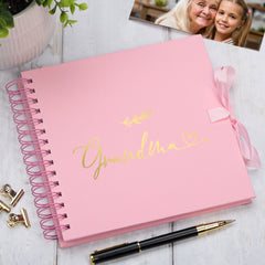 Grandma Multiple Colour Scrapbook Photo Album With Foil Script Leaf Design