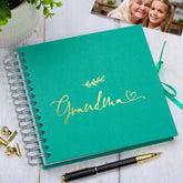 Grandma Multiple Colour Scrapbook Photo Album With Foil Script Leaf Design