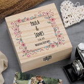 Personalised Wooden Wedding Keepsakes Memory Box Gift With Colorful Floral Frame