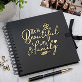Life Is Beautiful With Family Photo album Black Scrapbook Gold Script