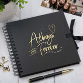 Always and Forever Black Love Scrapbook Photo album or Guest Book Gold Script