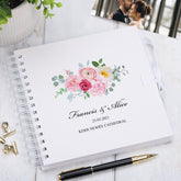 Personalised Pink Flower Wedding Scrapbook Photo Album Guestbook