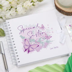 Personalised Special Sister Pink & Purple Butterfly Gift Scrapbook Photo Album Gift