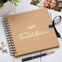 Precious Grandchildren Multiple Colour Scrapbook Photo Album With Foil Script Leaf Design
