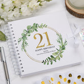 Personalised 21st Birthday Gift for her Scrapbook Photo Album Gold Wreath Design