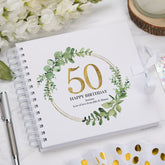 Personalised 50th Birthday Gift for her Scrapbook Photo Album Gold Wreath