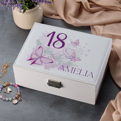 Personalised Any Name Butterfly Collection Jewellery Box Gift For Her 13th 16th 18th 21st 30th 40th 50th 60th