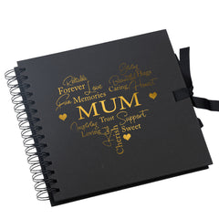 Mum Black Scrapbook Guest Book Or Photo Album with Gold Script