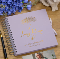 Persoanlised In Loving Memory Book - Ideal for Funerals, Condolences & Remembrance With Flowers