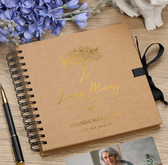 Persoanlised In Loving Memory Book - Ideal for Funerals, Condolences & Remembrance With Flowers