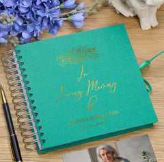 Persoanlised In Loving Memory Book - Ideal for Funerals, Condolences & Remembrance With Flowers