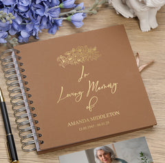 Persoanlised In Loving Memory Book - Ideal for Funerals, Condolences & Remembrance With Flowers