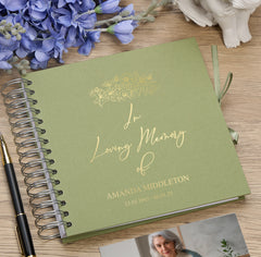 Persoanlised In Loving Memory Book - Ideal for Funerals, Condolences & Remembrance With Flowers