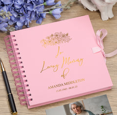 Persoanlised In Loving Memory Book - Ideal for Funerals, Condolences & Remembrance With Flowers