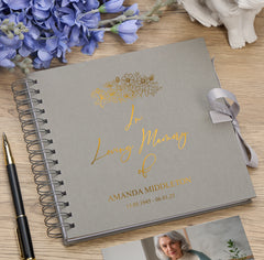 Persoanlised In Loving Memory Book - Ideal for Funerals, Condolences & Remembrance With Flowers