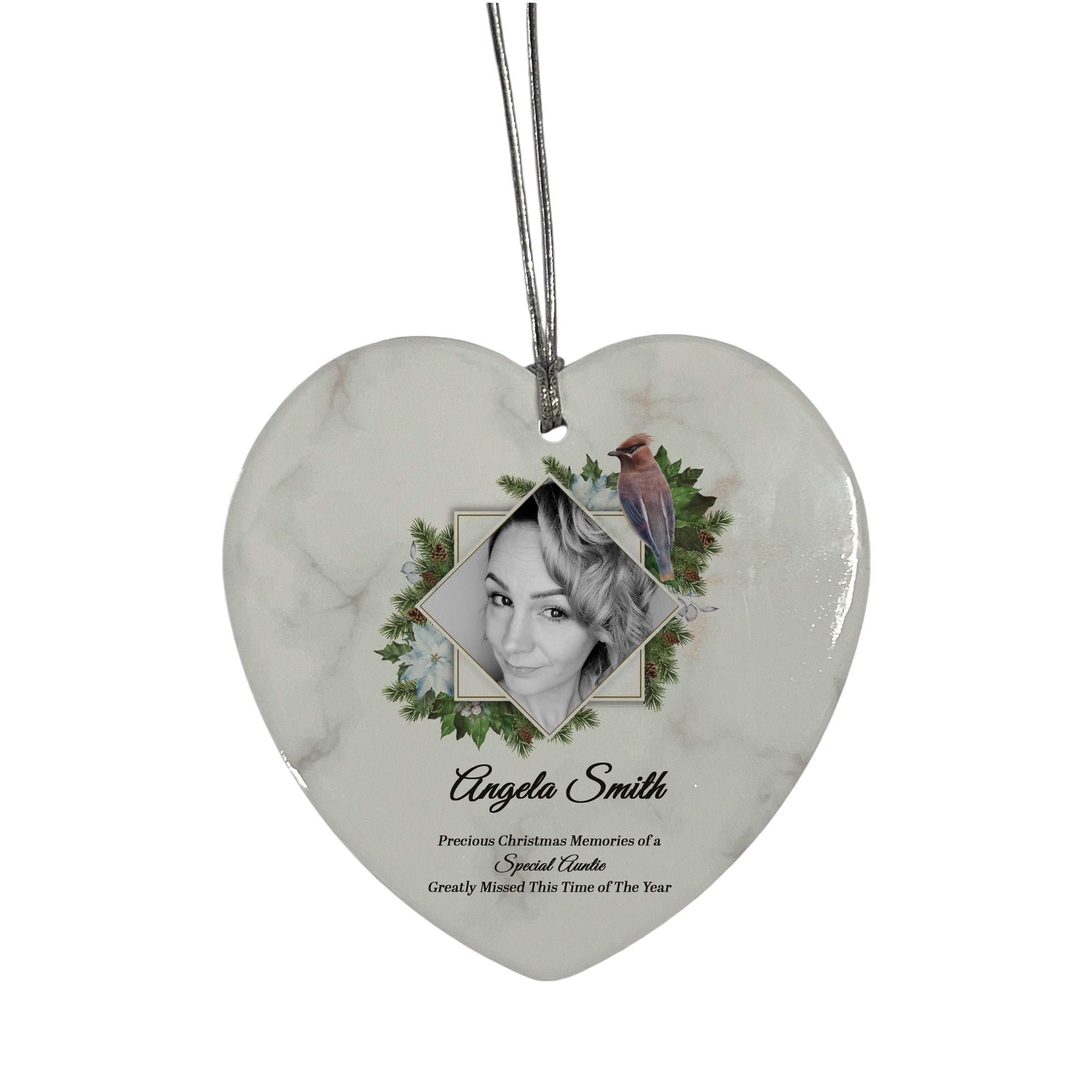 Large Hanging Ceramic Heart Christmas Memorial Decoration-Auntie Personalised Heart Gifts ukgiftstoreonline