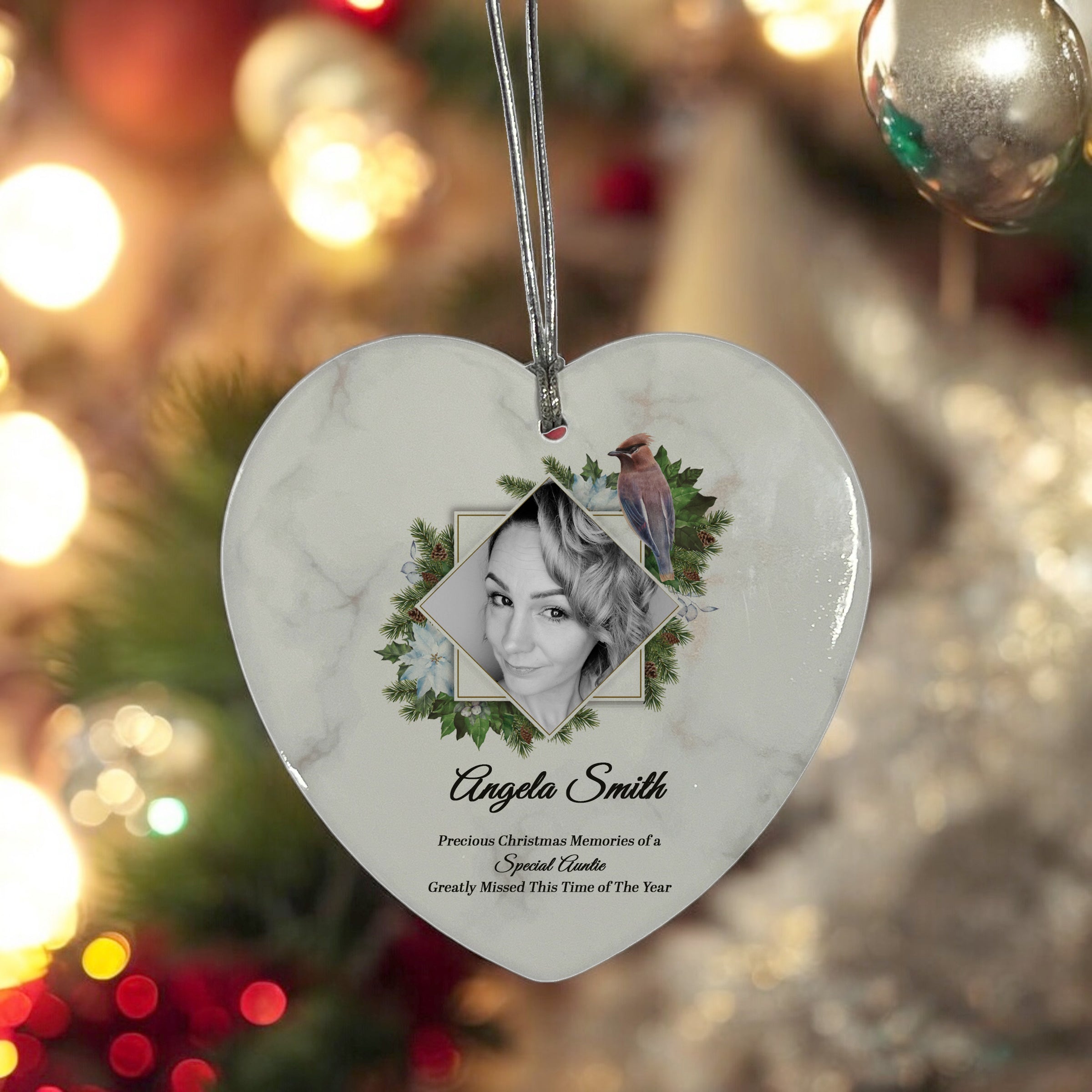 Large Hanging Ceramic Heart Christmas Memorial Decoration-Auntie Personalised Heart Gifts ukgiftstoreonline