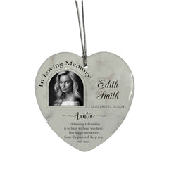 In Loving Memory At Christmas Hanging Ceramic Heart Decoration-Auntie Personalised Heart Gifts ukgiftstoreonline