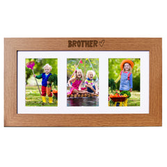 Personalised Brother Wooden Triple Photo Picture Frame 6 x 4