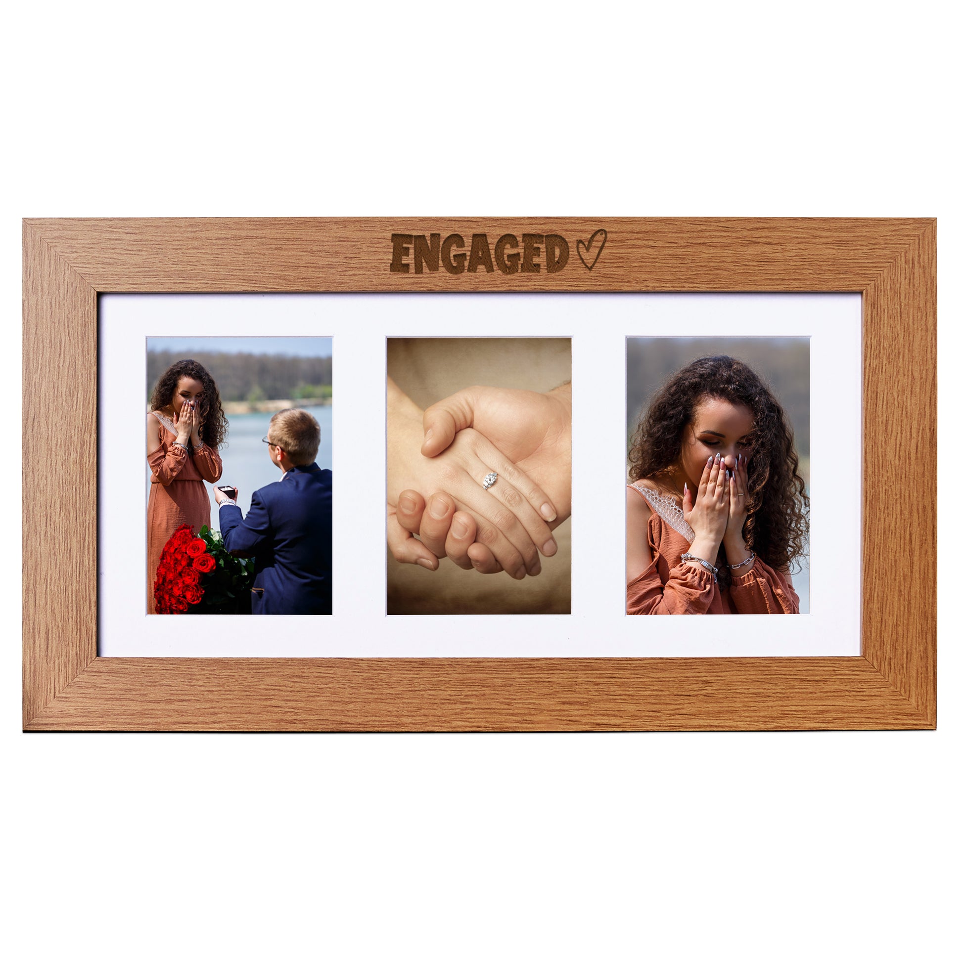 Engaged Wooden Triple Photo Picture Frame 6 x 4 Photo Frame ukgiftstoreonline