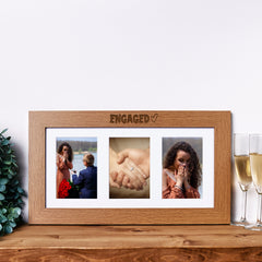 Engaged Wooden Triple Photo Picture Frame 6 x 4