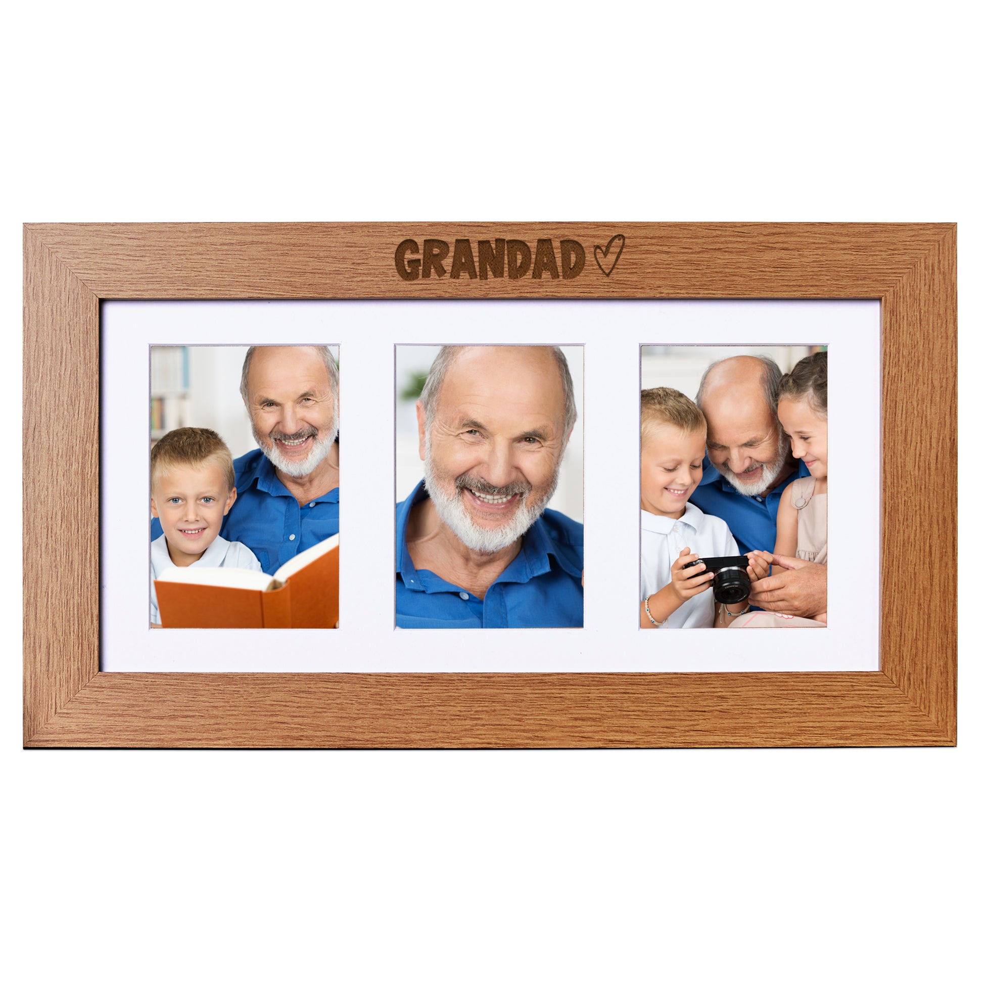 Grandad Wooden Triple Photo Picture Frame 6 x 4 Photo Frame ukgiftstoreonline