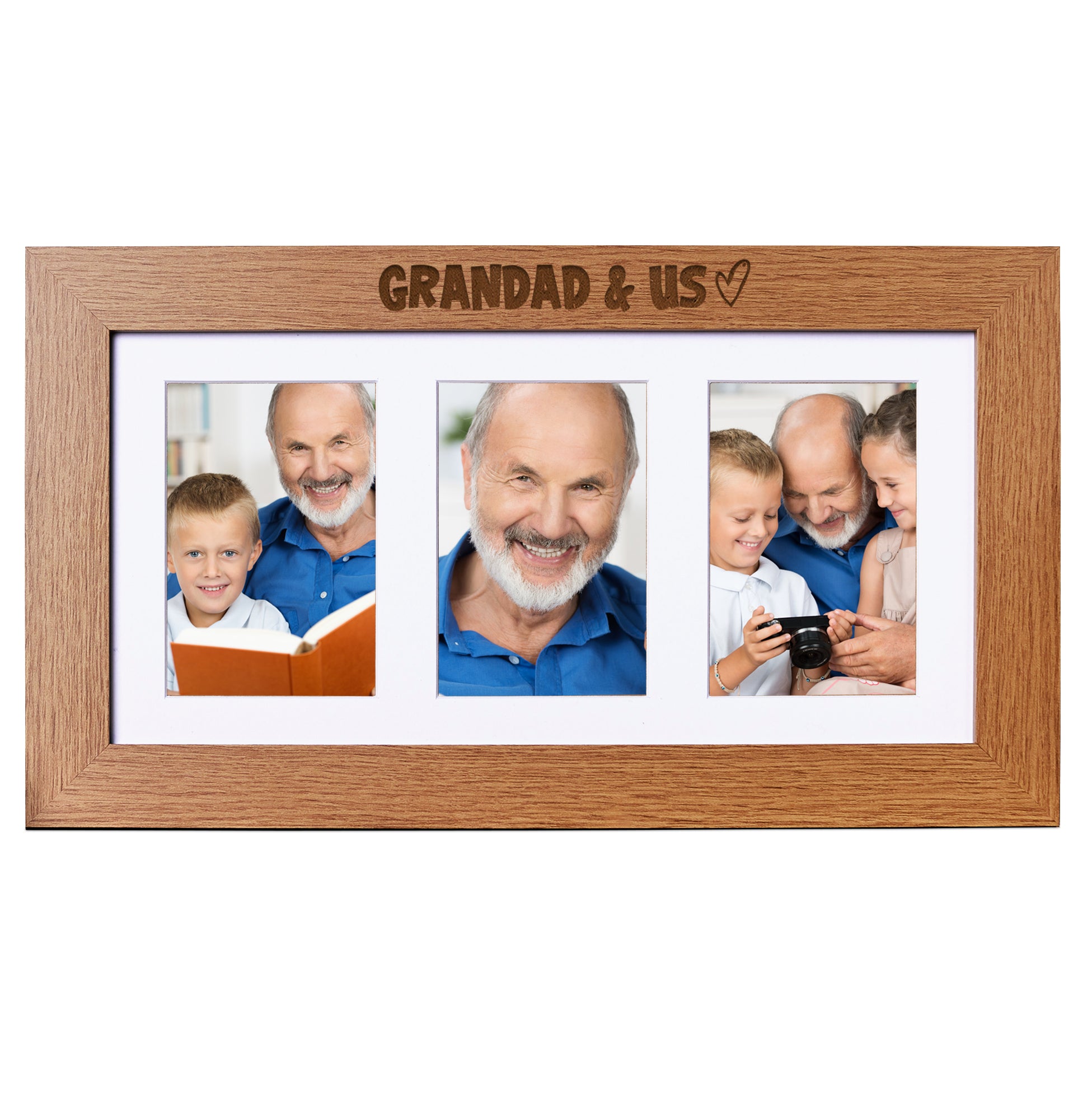 Grandad and Us Wooden Triple Photo Picture Frame 6 x 4 Photo Frame ukgiftstoreonline