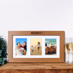 Holidays Wooden Triple Photo Picture Frame 6 x 4