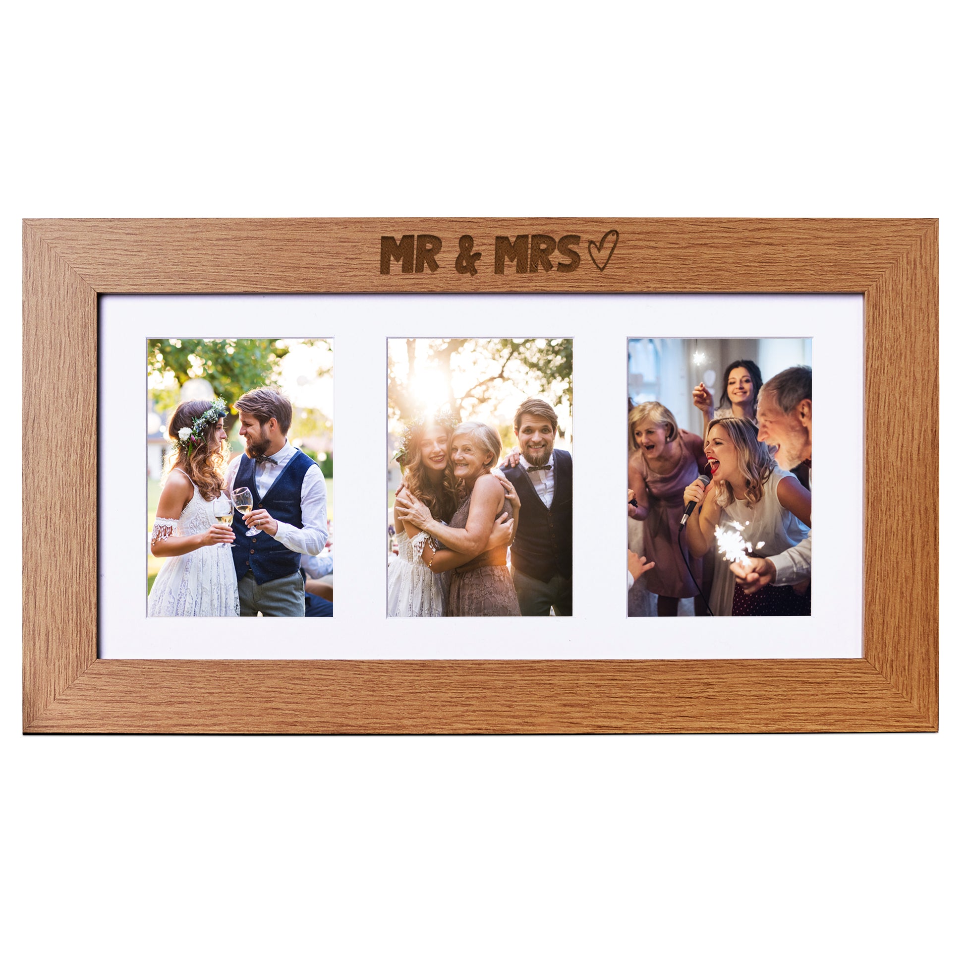 Mr and Mrs Wedding Wooden Triple Photo Picture Frame 6 x 4 Gift Photo Frame ukgiftstoreonline