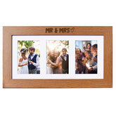 Mr and Mrs Wedding Wooden Triple Photo Picture Frame 6 x 4 Gift