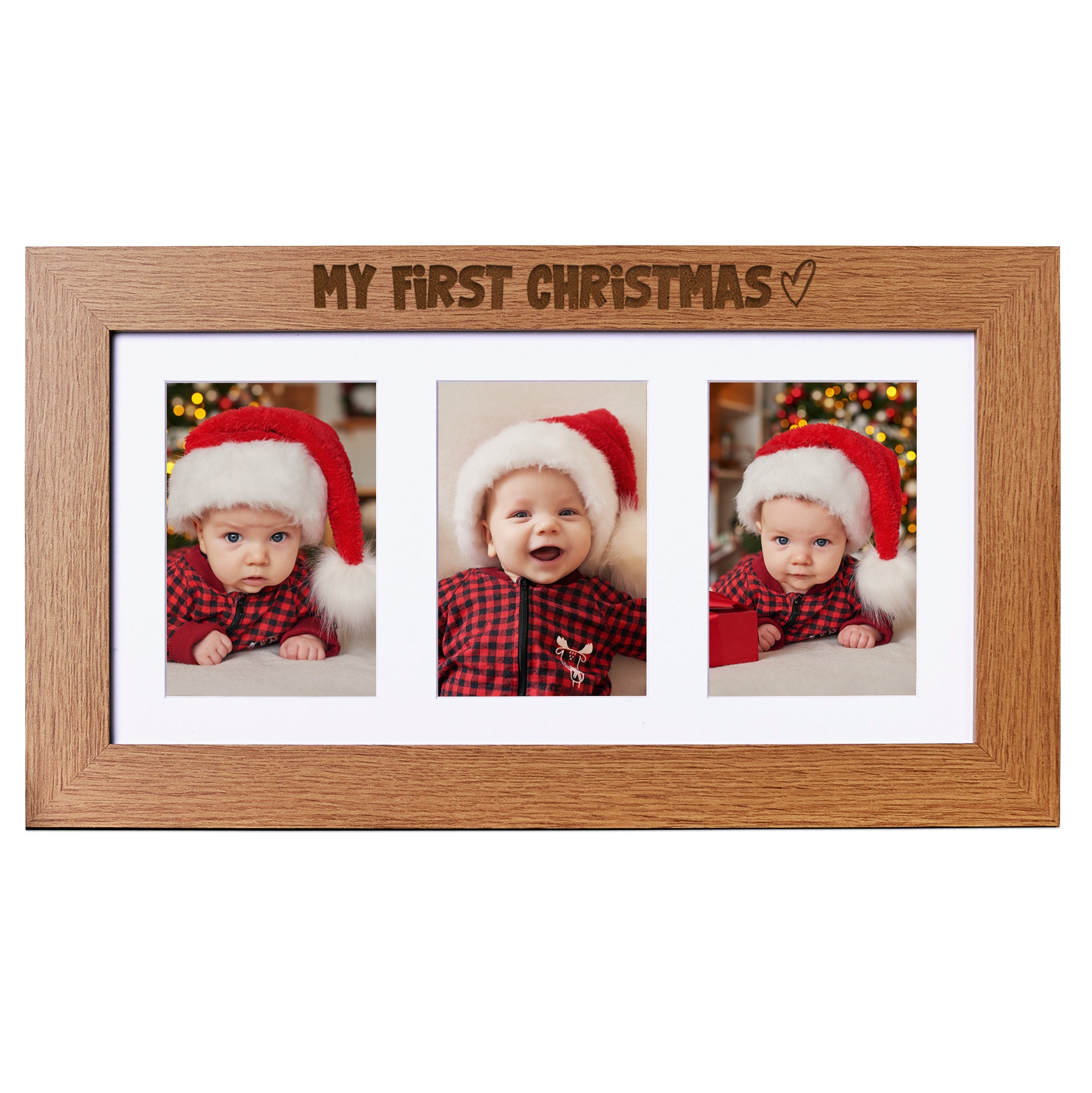 My First Christmas Wooden Triple Photo Picture Frame 6 x 4 Photo Frame ukgiftstoreonline