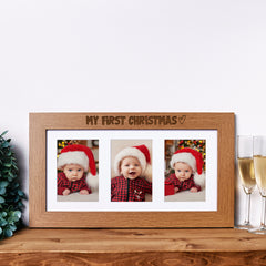 My First Christmas Wooden Triple Photo Picture Frame 6 x 4