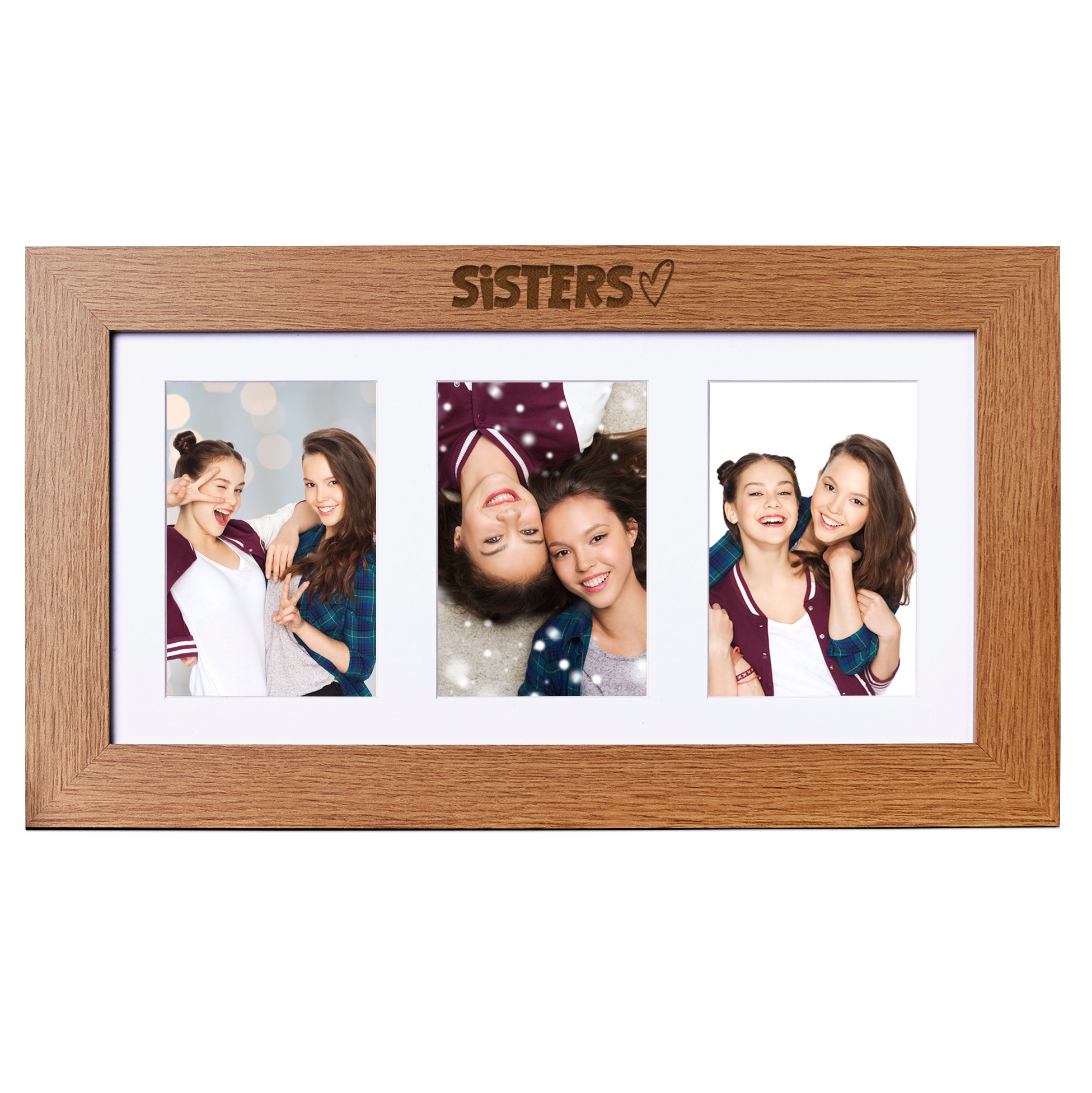 Sisters Wooden Triple Photo Picture Frame 6 x 4 Photo Frame ukgiftstoreonline