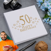 Large Book Bound 50th Birthday Gift For Her Or Him With Star Design Photo Album